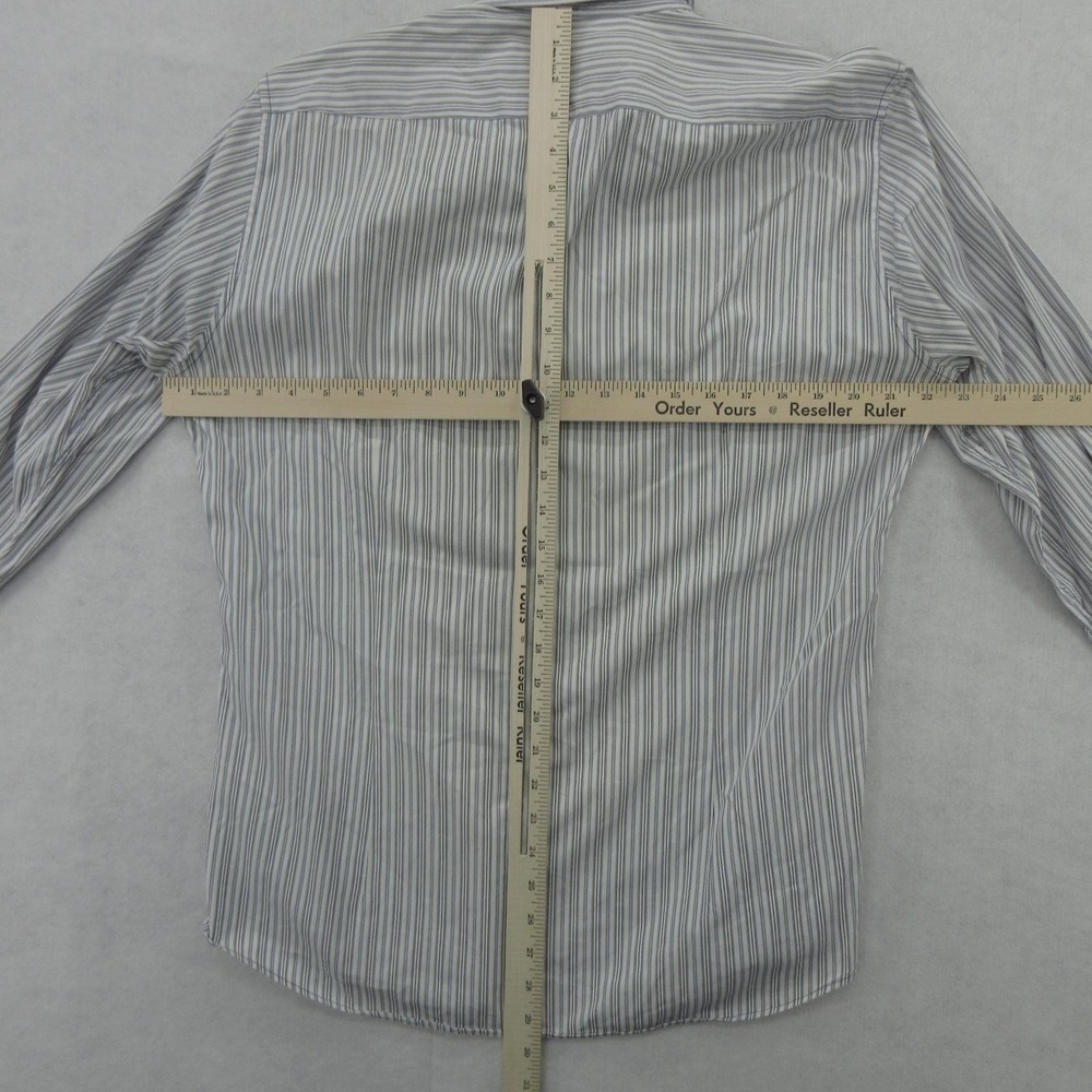 Hugo Boss Shirt Mens Large Blue Stripe Slim Fit Long Sleeve Dress Button Front - Picture 5 of 8